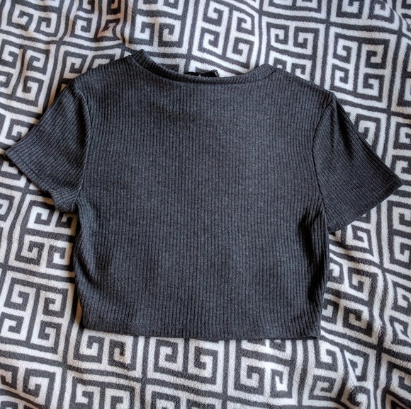 NWOT Forever 21 dark grey ribbed crop top M - Picture 6 of 6